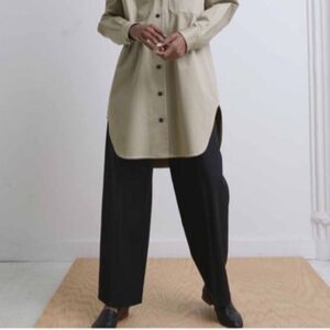 Yune Ho Cuffed Stretch Wool Trousers in Black, Size 38 (US 6)